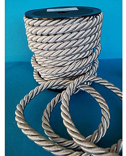 PIZZITALIANI Passamaneria decorativa - Cordone Intrecciato 10mm x 10m, GRIGIO PERLA – Corda Decorativa flessibile, Cordoncino per decorazioni e Artigianato, Made in Italy