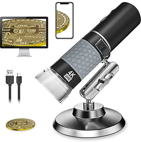 Bysameyee 4K 3840x2160P Wireless Digital Microscope, Handheld HD USB Microscope Inspection Camera Endoscope 50x-1000x Magnification, Compatible with iPhone/iPad/Android Phone/Tablet/Windows/Mac PC
