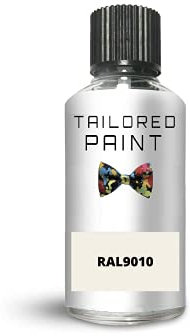 RAL9010 Pure White Gloss Touch Up Paint with Brush Direct Gloss Paint for Wood, Metal, Plastic, PVC, UPVC, Fascia Soffit Furniture Boards - Indoor & Outdoor