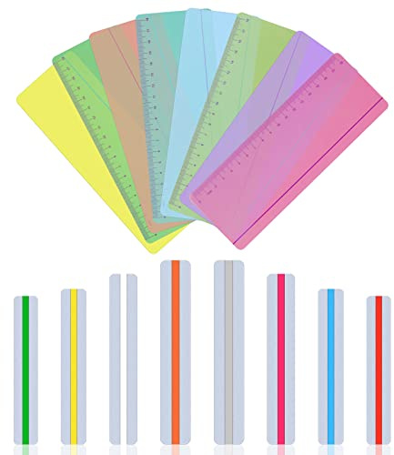 Vicloon Regle de Lecture, 16Pcs Règle de Suivi, Bande de Lecture Guidée Dyslexie Bande de Lectures de Surbrillance Colorée pour Guider les Lecteurs Débutants Etudiants à Lire Indépendamment (A)