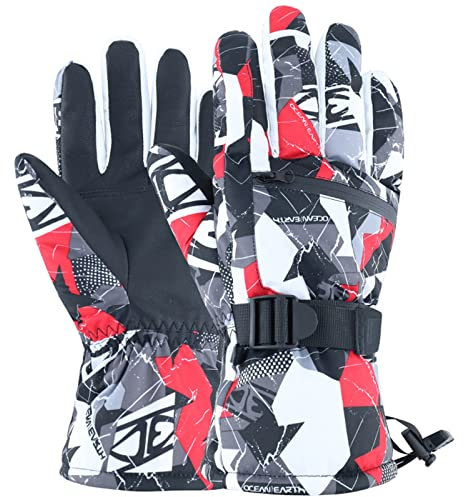 GBEN Skihandschuhe Damen Herren Touchscreen Winterhandschuhe Winddichte Skihandschuhe Fahrradhandschuhe Frauen Schneehandschuhe für Laufen Wandern Motorrad Radfahren