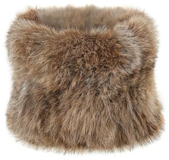 Fur Story Women Winter Knitted Rex Rabbit Neck Warmer Infinity loop Scarf Scarves For Women Ladies (Nature Yellow（Neck Warmer）)