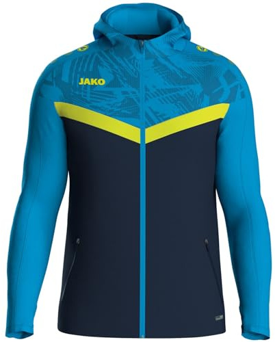 Jako Kapuzenjacke Iconic Veste à Capuche, Bleu Marine/Bleu Jaune Fluo, L Hommes