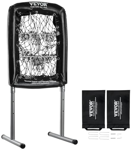 VEVOR Filet d'Entraînement de Baseball Sofetball Pickleball 9 Trous 50,8 x 74 cm Filet de Lancement pour Baseball Portable Hauteur Réglable sur 3 Niveaux Cible de Frappe pour Lanceur Lancer Pelouse