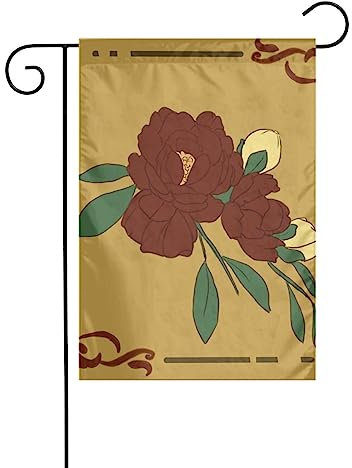 Drapeau de jardin Imprimé fleurs de lune rouges Drapeaux décoratifs principalement pour patios, jardins, pots de fleurs, terrasse, pelouse. 12 x 18 pouces