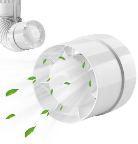 Kanal Rohrventilator 100mm, Ventilator Abluftventilator 107m³/h Rauchabzug Kanalventilator Inline Abluftventilator Rohrlüfter Leise Lüfter Rohrventilator Hitzebeständig Lüfter für Bad WC Küche