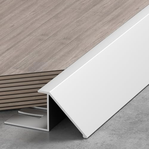 EliteBloom Transition Strip Wood Flooring Transition Ramp Reducer, Indoor Metal Threshold Cover for Uneven Floors/Tiles/Carpet, Laminate Underlay Edge Trimming Bar (Color : White, Size : 16Mm-18Mm)