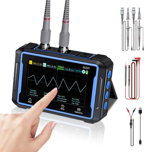 SURLABA Oscilloscope Multimeter 3in1, 2 Channel Oscilloscope 50Mhz Bandwidth with Signal Generator, 250MSa/s, Auto/Normal/Single Mode, 4.3 Touch Screen TRMS 19999Count Multimeter for DIY, Home