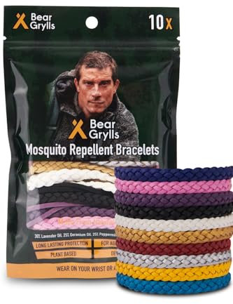 Bear Grylls Mosquito Repellent Bracelets | Crafted for Adventure | Adjustable Leather | DEET-Free | Long-Lasting Protection | Pack of 10