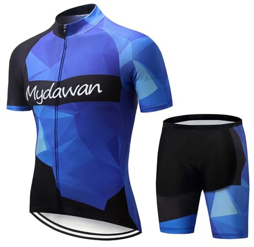 Abbigliamento Ciclismo Uomo Estivo Completo Bici MTB Maglia Ciclista Manica Corta,Maglietta Bicicletta e Pantaloncini Shorts Bike con 19D Gel Imbottiti,Tuta Ciclo Asciugatura Rapida Traspirante|11,L