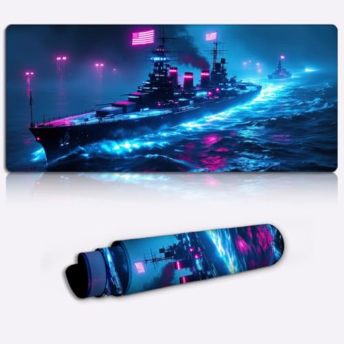 neon slagskepp ära stor musmatta XL halkfri bas dator bärbar dator gaming skrivbord hem kontorstillbehör gadget för kontor och hem, solospel 600 x 350 x 4 mm