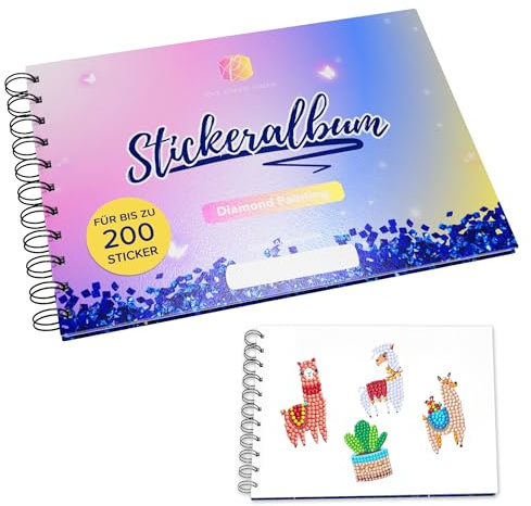 Picmondoo Diamond Painting dekalalbum – 50 sidor för upp till 200 klistermärken | dubbelsidig silikonbeläggning – inget lim | perfekt för förvaring och samling (klistermärkesalbum)