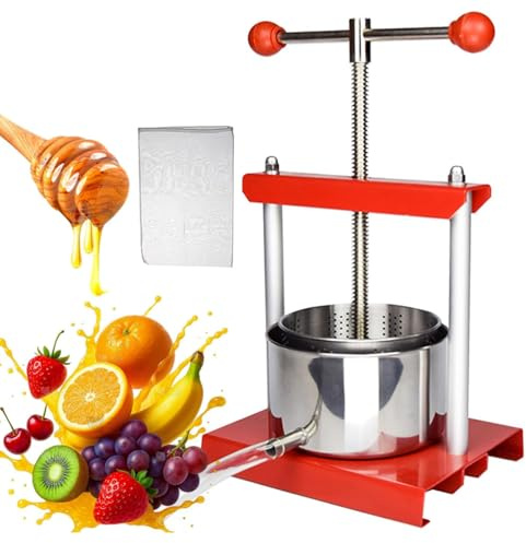 Fruktvinpress, 100% naturlig juicemaskin för äpple, morot, apelsin, bär och grönsaker, manuell press för osttillverkning, tinkturer och örtextrakt 6L/1.6Gal