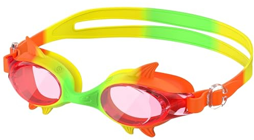 Seaflar Gafas de Natación Niños 3-12 Años con Diseño de Tiburón | Visión Gran Angular 180° HD, Antivaho y Protección UV, Gafas Piscina Niño Unisex