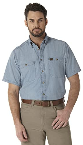 Wrangler Riggs Workwear by Men's Chambray Work Shirt,Light Blue,Medium