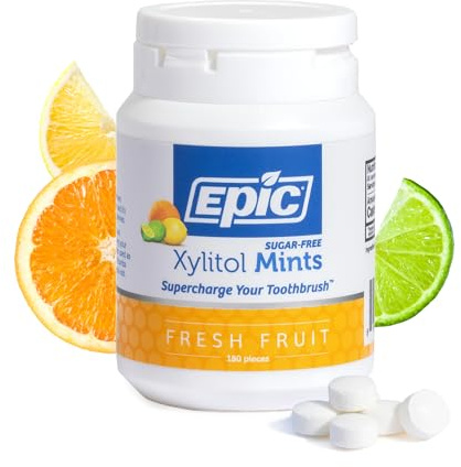 Epic Dental 100% Xylitol Sweetened Breath Mints, Fresh Fruit, 180 Count