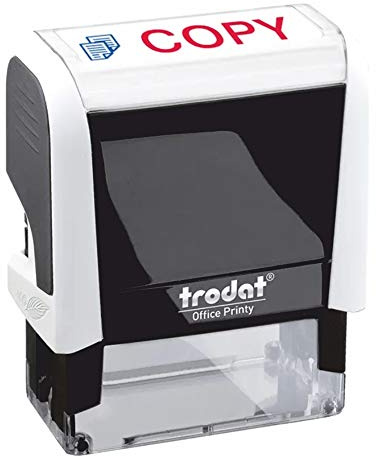 Trodat Stamp 4912 Office Printy with English Text COPY – Self Inking, Red and Blue Ink, 18 x 46 mm