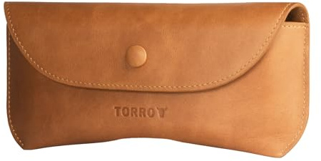 TORRO Glasses Case – Genuine Leather Soft Glasses/Sunglasses Case with Microfibre Lining and Nose Bridge Support (Tan)