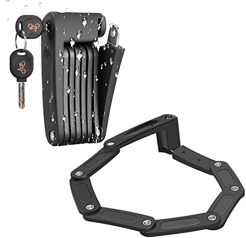 DINOKA Candado Bici Plegable, Cerradura de Bicicleta portátil de aleación de Acero de Alta Resistencia Seguridad antirrobo Cerradura de Bicicleta con Llaves y Montaje de Cerradura