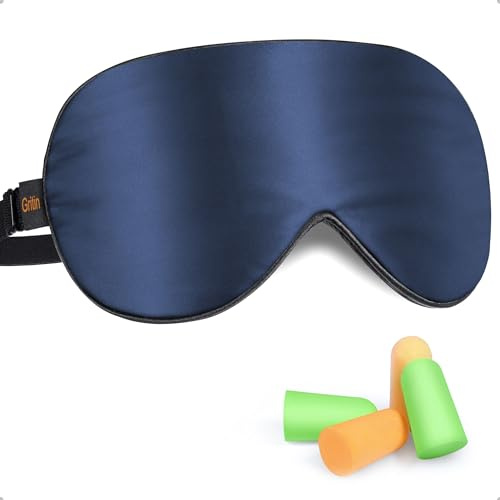 Gritin Silk Sleep Mask, Eye Mask for Sleeping, 100% Real Natural Silk
