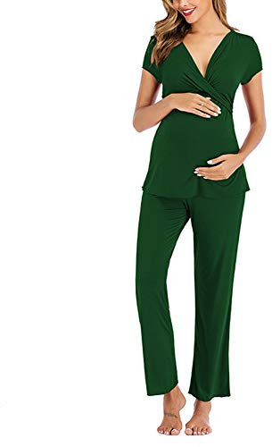 Chiatai Conjunto de pijama de maternidad y lactancia ultra suave para mujer