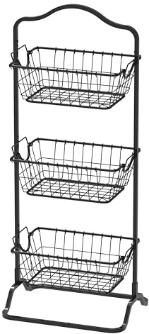 Simple Houseware 3-Tier Rigid Wire Market Fruit Basket Stand, Black