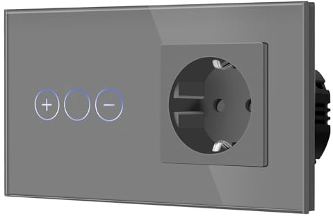BSEED Interruptor Regulador de Luz y Enchufe, Interruptor Tactil Normal 16A 1 Gang 1 Vía Gris