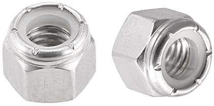 sourcing map 3/8-16 UNC Nylon Insert Hex Lock Nuts, 304 Stainless Steel, Plain Finish, 10pcs