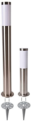 Novatool Gartenlampen I 45 cm + 80 cm I mit Erdspieß I Edelstahl I IP44 I E27 Sockel I Gartenleuchten Stehlampen Säulenlampen außen Außenlampen Aussenleuchten Sockelleuchten Pollerleuchten
