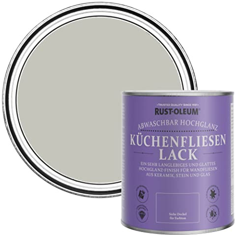 Rust-Oleum Grey Water-Resistant Kitchen Tile Paint in Gloss Finish - Tyne Fog 750ml