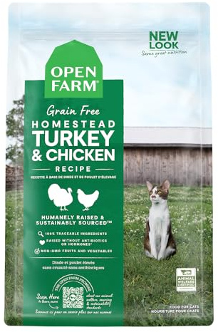 Open Farm Homestead Turkey & Chicken Grain-Free Dry Cat Food, Wild-Caught Fish Recipe with Non-GMO Superfoods and No Artificial Flavors or Preservatives, 2 lbs