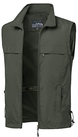 MeiLayM Gilet Uomo Multitasche Estivo ad Asciugatura Rapida con Zip per Pesca All'aperto, Fotografia, Campeggio, Caccia, Alpinismo - Giacca Senza Maniche Sportiva