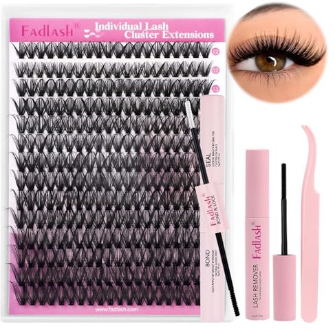 DIY Lash Extension Kit Individual Lashes Clusters Lash Bond and Seal, Clusters Lash Glue Remover and Eyelash Tweezers for Eyelash Extensions (40D-0.07D, 12-18mm, Kit)
