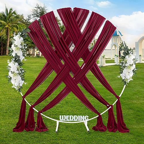 Tende velate per arco nuziale, 6 pannelli da 6 m, colore: bordeaux, per matrimoni, cerimonie, feste, decorazioni per soffitti