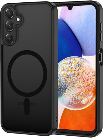 XTCASE Magnetic for Samsung Galaxy A14 Case, Compatible with Magsafe, Matte Translucent Mobile Phone Case for Samsung Galaxy A14 Shockproof Anti-Scratch Hard PC Back + TPU Bumper with Magnet, Black