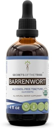 Secrets of the Tribe Barrenwort USDA Organic | Alcohol-Free Extract, High-Potency Herbal Drops | Made from 100% Certified Organic Barrenwort (Epimedium grandiflorum) Dried Leaf (4 oz)