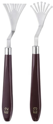 sourcing map 2pcs E2 E3 Painting Palette Knife Set Stainless Steel Art Spatula Painting Pallet Knives Scrapers Tools with Plastic Handle for Acrylic Oil Canvas Mixing Spreading