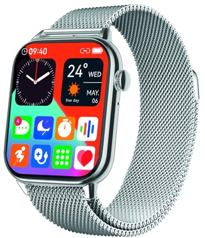 Atlanta Fitnesstracker mit Herzfrequenz Puls Blutdruck EKG Freisprechen Schlaf Schritte Farbdisplay Smartwatch Armband Uhr mit Wechselband - 9725/19 (Silber)