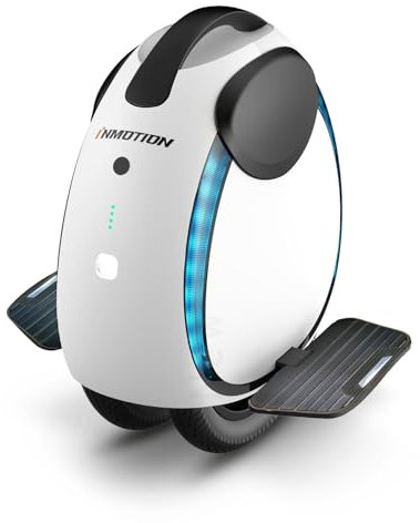 Inmotion E20 Einräder – 450-W-Motor – 240-Wh-Akku – Reichweite bis zu 30 Kilometer – Höchstgeschwindigkeit 20 km/h – Doppelte 14-Zoll-Reifen, Weiß