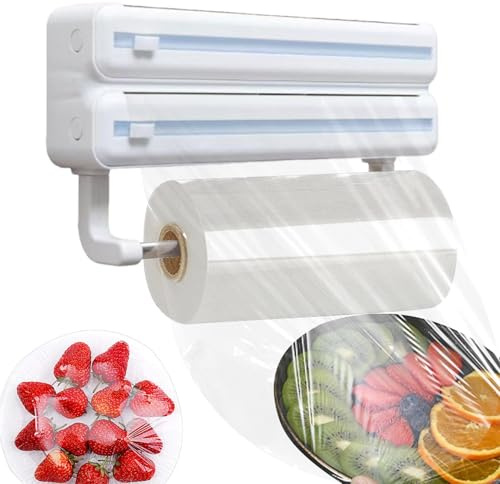 Dispenser di fogli di alluminio, organizer da parete per , con taglierina e gancio per , taglia pellicola e scatola portaoggetti per l'organizzazione della casa