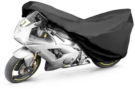 WALSER Telone per moto All Weather M, telone per moto da esterno 100% impermeabile, telone per moto per tutte le stagioni, telone per moto, telone per accessori per moto nero 215x95x120 cm