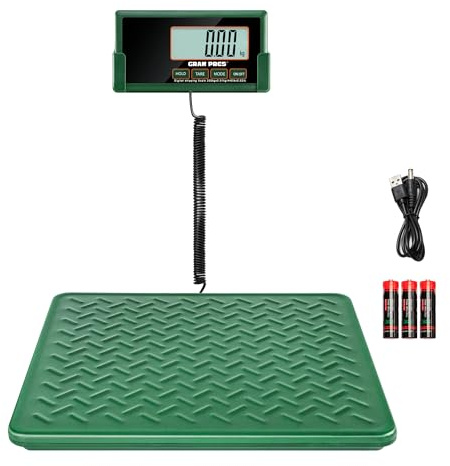 GRAM PRES Shipping Scale,440lbs/10g High Accuracy Digital Postal Scale, Durable Alloy Steel Platform, Heavy Duty Scale for Packages, Postage and Luggage, with Hold&Tare function, batteries&USB Powered