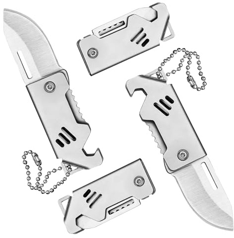 SNONESIY 2 PCS Mini Messer Taschenmesser Schlüsselanhänger Messer Klappmesser Klein Klappmesser für Outdoor Camping