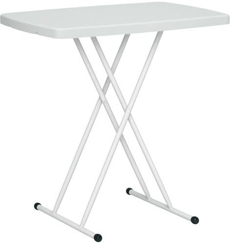 Outsunny Mesa auxiliar plegable de HDPE, mesa plegable con altura ajustable en 6 niveles, mesa de balcón para patios y jardines, 76 x 50 x 74 cm, color blanco