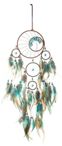 Lonnalee Traumfänger aus Federn, indischer Traumfänger, handgefertigt, mit Federn, Wanddekoration, Kinder, Geschenk