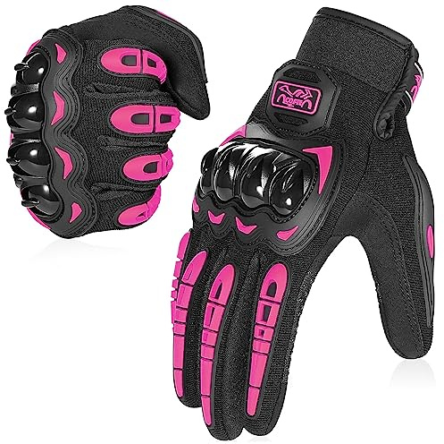 COFIT Gants de Moto Homologués CE, Gants à Écran Tactile Plein-Doigt pour la Course de Moto, VTT, Escalade, Chasse, Randonnée et Autres Sports de Plein Air - Rose S