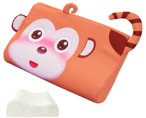 Renchey Almohada para Dormir de Niños Pequeños | Almohada para Cuna De Bebé | Funda Cojín Ergonómica e Hipoalergénica con Estampado de Animales Adorable para Dormitorio y Sofá de Niños