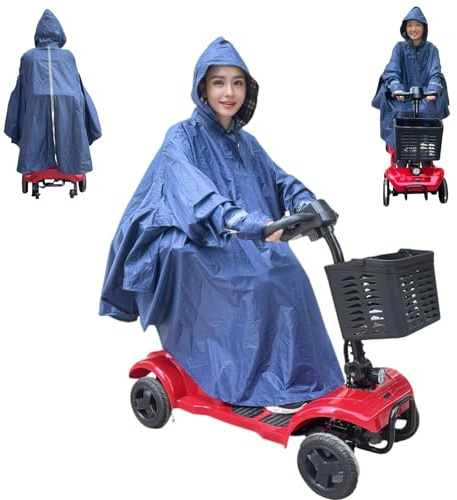 Fonakei Mobility scooter Rain Poncho with Sleeves Wheelchair Rain Ponchos Adults Electric Scooter Covers Waterproof Rain Poncho,Extra Large