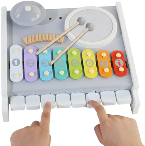 Xylofon för småbarn | Roliga pedagogiska träspel - Xylofon- och trumset för barn musikleksaker | för dagis dagis klassrum födelsedag jul