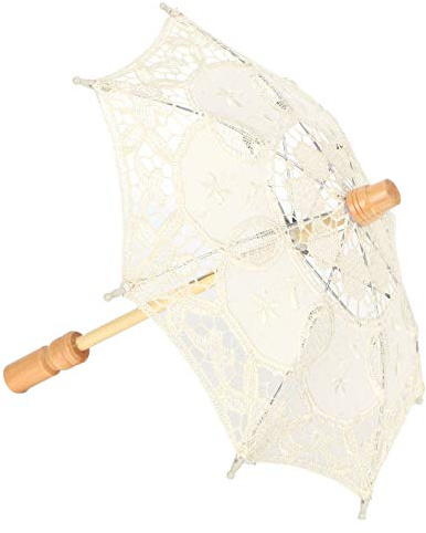 BAFOVY Spetsparaply Vintage Spetsparasoll med Trähandtag 44 X 50 Cm eller 26 X 30 Cm Handgjorda Bröllopsparaply för Fotografifest Cosplay-dekor